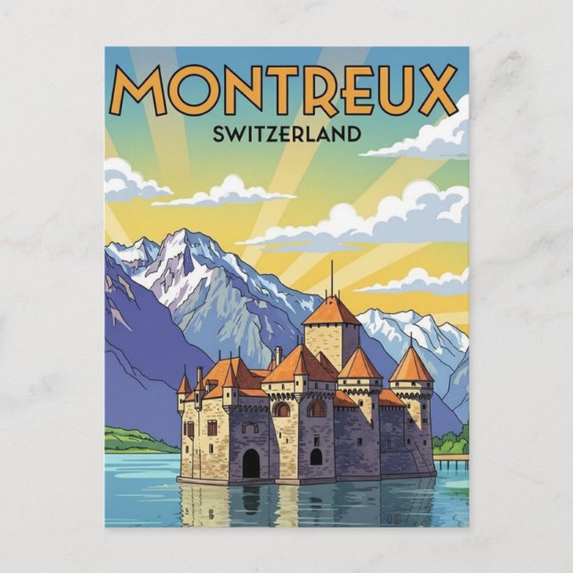 Montreux Schweiz Chateau de Chillon Vykort (Framsida)