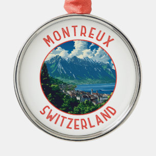Montreux Schweiz Retro Distress Circle Julgransprydnad Metall