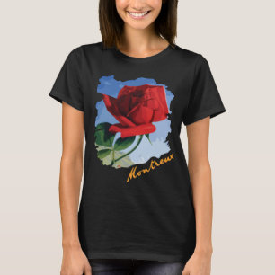 Montreux Schweiz Röd Ros Blå Resa T Shirt