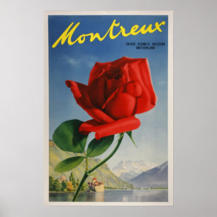 Montreux, Schweiz Vintage resor Poster