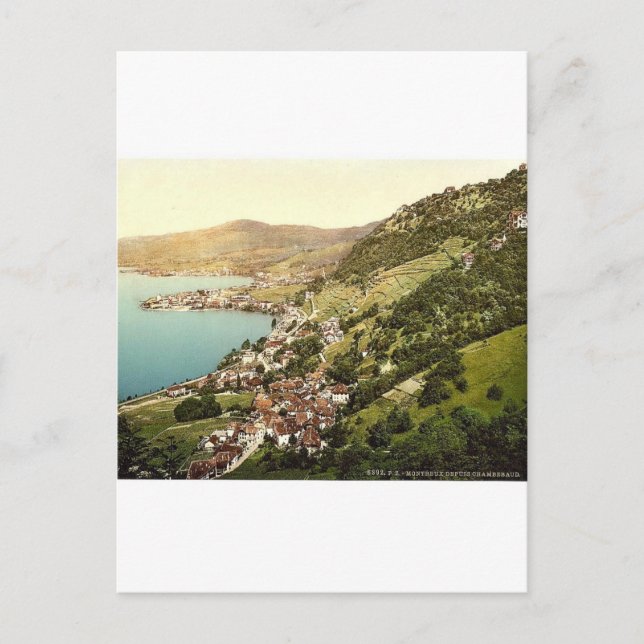 Montreux. Visa från Chambebaud, Genève Sjö, Schwei Vykort (Framsida)