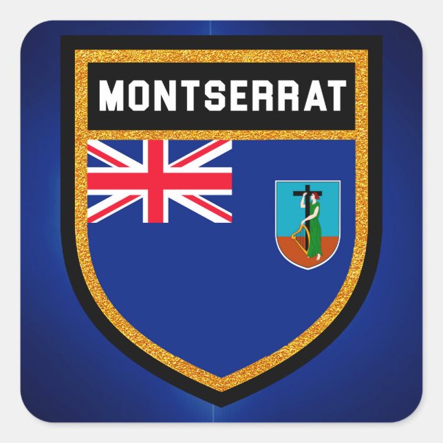 Montserrat Flagga Fyrkantigt Klistermärke (Framsida)