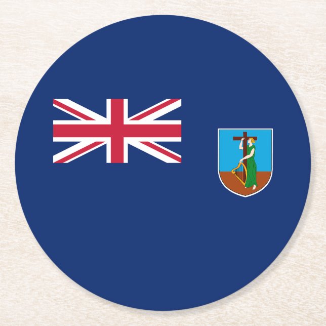 Montserrat flagga underlägg papper rund (Framsidan)
