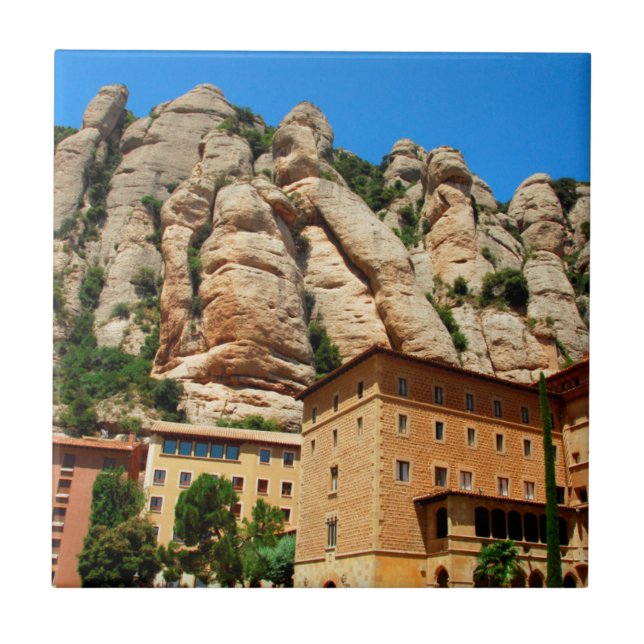 Montserrat Monastery, Katalonien, Spanien Kakelplatta (Framsidan)