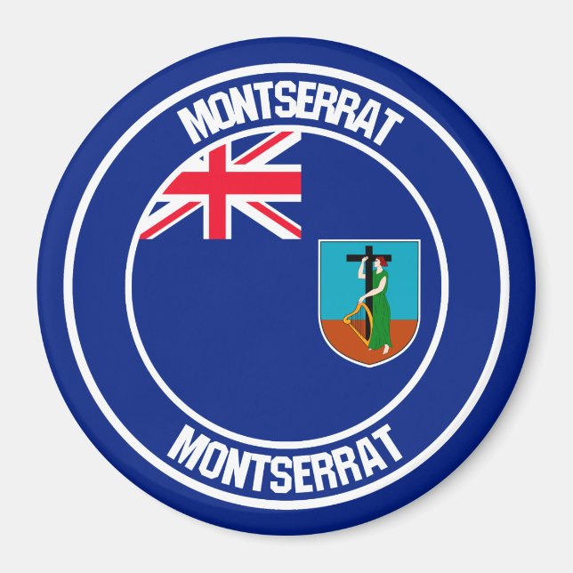 Montserrat Round Emblem Magnet (Framsidan)