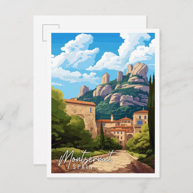 Montserrat Spain vintage resor illustration Vykort (Fram/baksida)