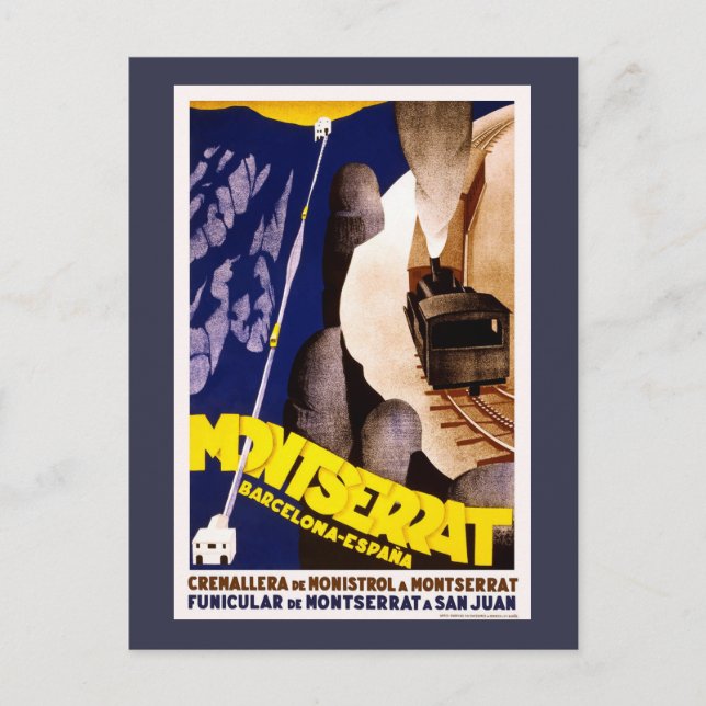 Montserrat, Spanien Vintage resor Poster Vykort (Framsida)