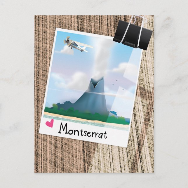 Montserrat Volcano poster. Vykort (Framsida)