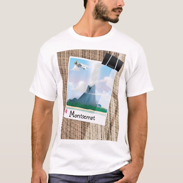 Montserrat Vulkan semesteraffisch. T Shirt (Framsida)