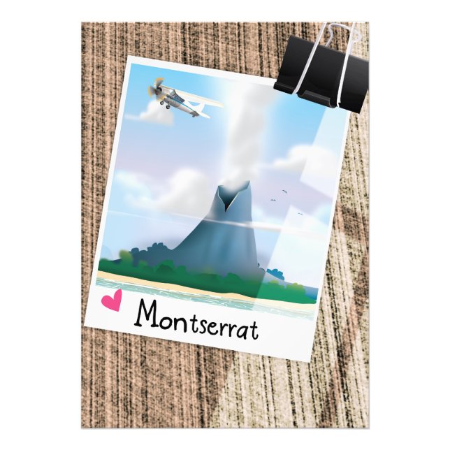 Montserrat Vulkan semesterplanscher. Fototryck (Framsidan)