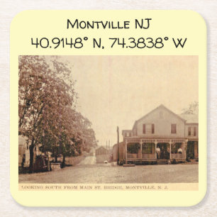 Montville NJ Karta samordnar Vintage Stil Underlägg Papper Kvadrat