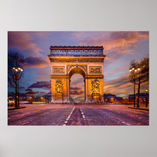 Monument   Arc de Triomphe, Paris Frankrike Poster