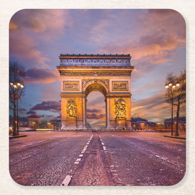Monument | Arc de Triomphe, Paris Frankrike Underlägg Papper Kvadrat (Framsidan)