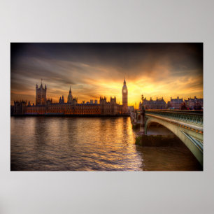 Monument Big Ben & Houses Poster