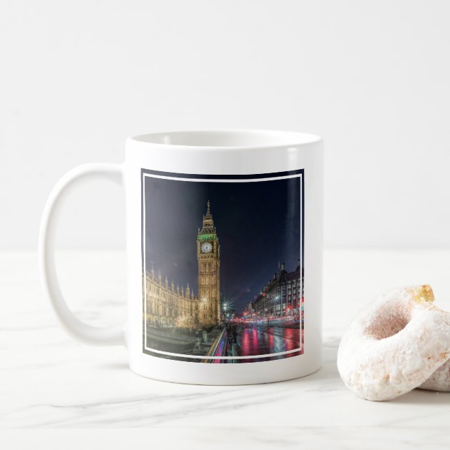 Monument | Big Ben på natten Kaffemugg (Med munk)