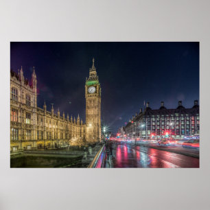 Monument Big Ben på natten Poster