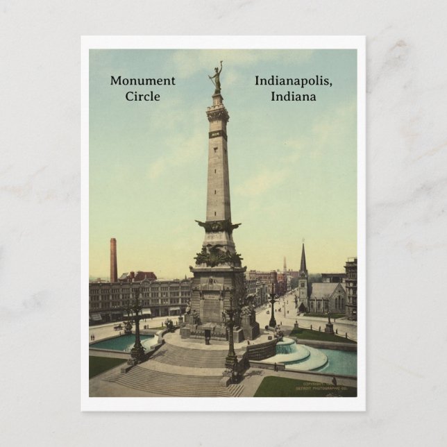 Monument Circle i Indianapolis, Indiana Vykort (Framsida)