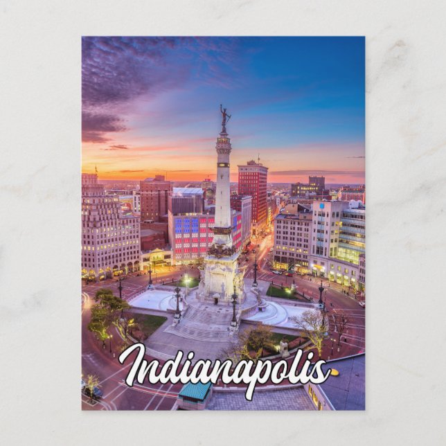Monument Circle - Indianapolis, centrala delen av  Vykort (Framsida)