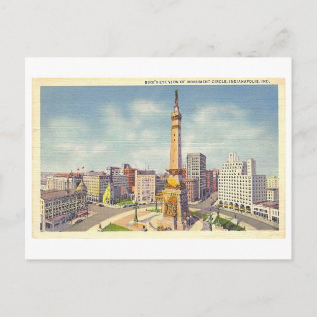 Monument Circle och krigsminnesmärke i Indianapoli Vykort (Framsida)
