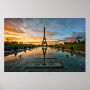 Monument Eiffel Torn Sunrise Poster