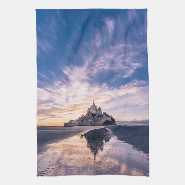 Monument | Mont Saint-Michel, Normandie Frankrike Kökshandduk (Vertikal)