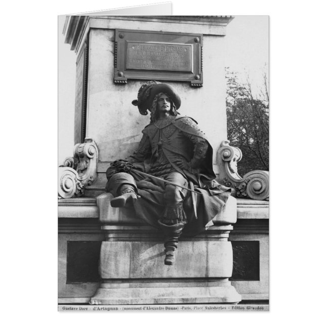 Monument över Alexandre Dumas Pere, d'Artagnan Hälsningskort (Framsidan)