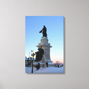 Monument över Samuel De Chamblank, Quebec, Kanada Canvastryck