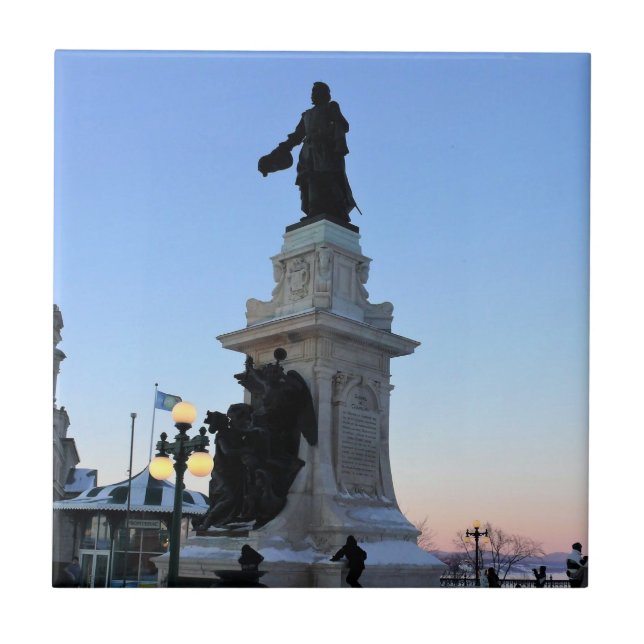 Monument över Samuel De Chamblank, Quebec, Kanada Kakelplatta (Framsidan)