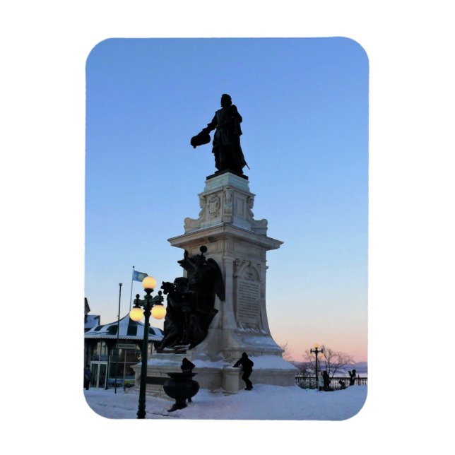Monument över Samuel De Chamblank, Quebec, Kanada Magnet (Vertikal)