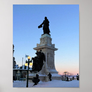 Monument över Samuel De Chamblank, Quebec, Kanada Poster