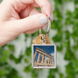 Monument Parthenon, Grekland Fyrkantig Silverfärgad Nyckelring