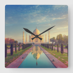 Monument Taj Mahal Färg Fyrkantig Klocka