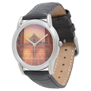 Monument Taj Mahal, Indien vid Sunset Armbandsur