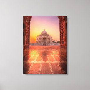 Monument Taj Mahal, Indien vid Sunset Canvastryck