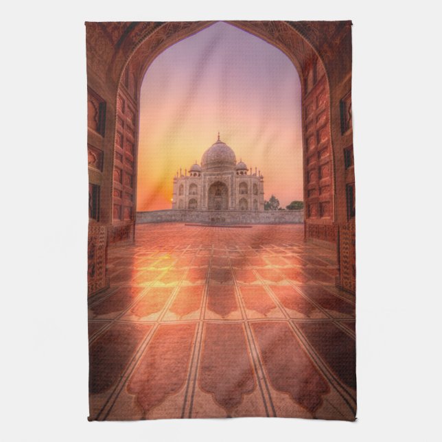 Monument | Taj Mahal, Indien vid Sunset Kökshandduk (Vertikal)