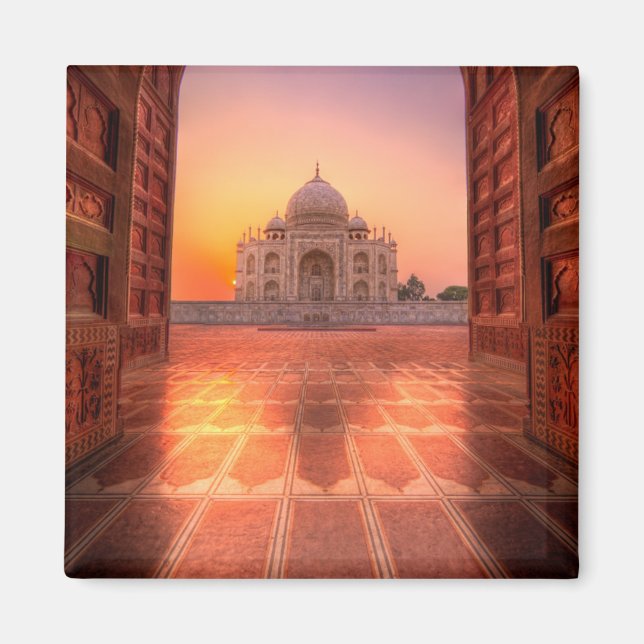 Monument | Taj Mahal, Indien vid Sunset Magnet (Framsidan)