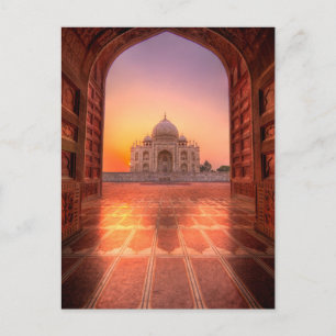 Monument Taj Mahal, Indien vid Sunset Vykort