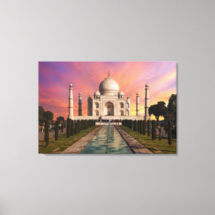 Monument Taj Mahals färgade vy Canvastryck