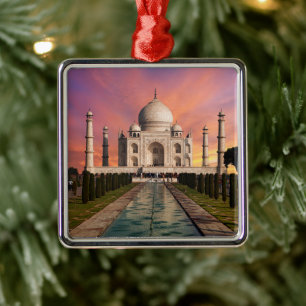 Monument Taj Mahals färgade vy Julgransprydnad Metall