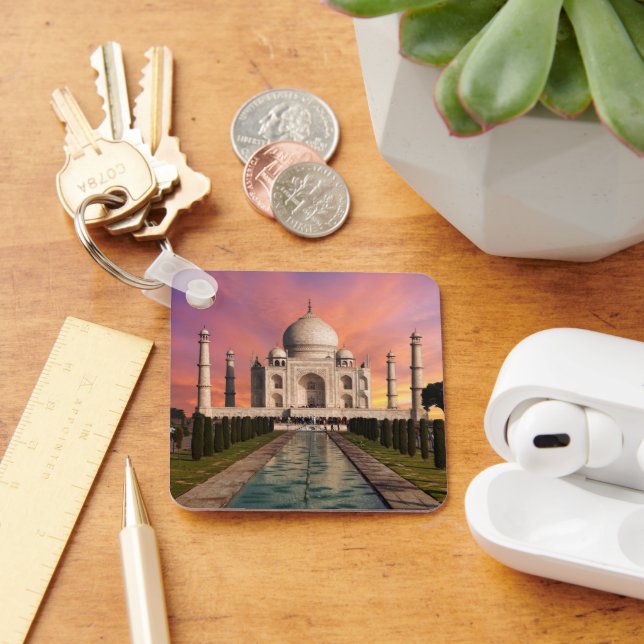Monument | Taj Mahals färgade vy Nyckelring (Skrivbord)