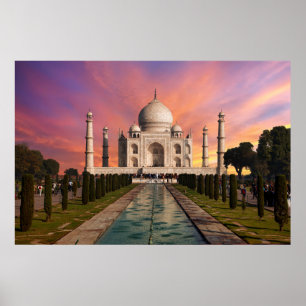 Monument Taj Mahals färgade vy Poster