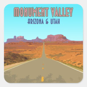 Monument Valley Arizona Utah Vintage Fyrkantigt Klistermärke