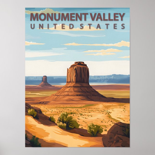 Monument Valley Arizona Utah Vintage resor Poster (Framsidan)