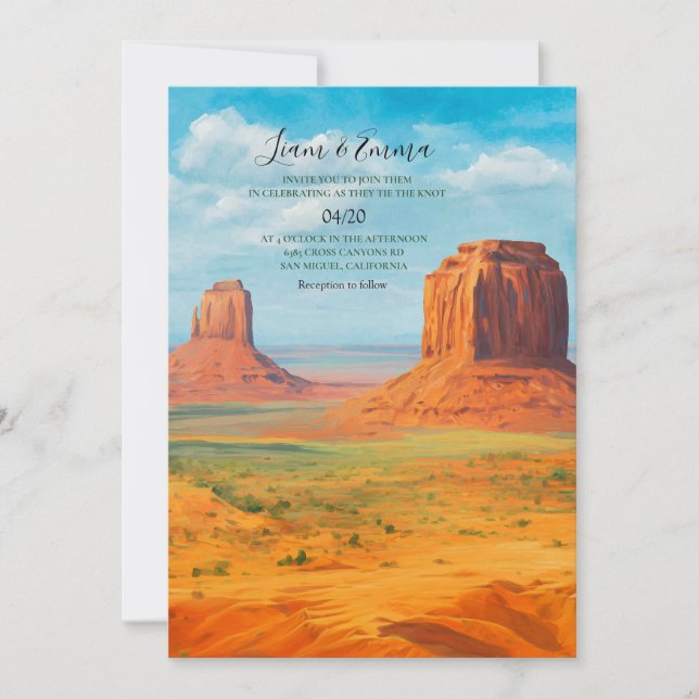 Monument Valley AZ Ökenbröllopsinbjudan Inbjudningar (Framsida)