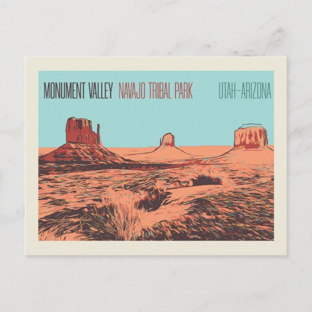 Monument Valley, Navajo Tribal Park Utah, Arizona Vykort (Framsida)