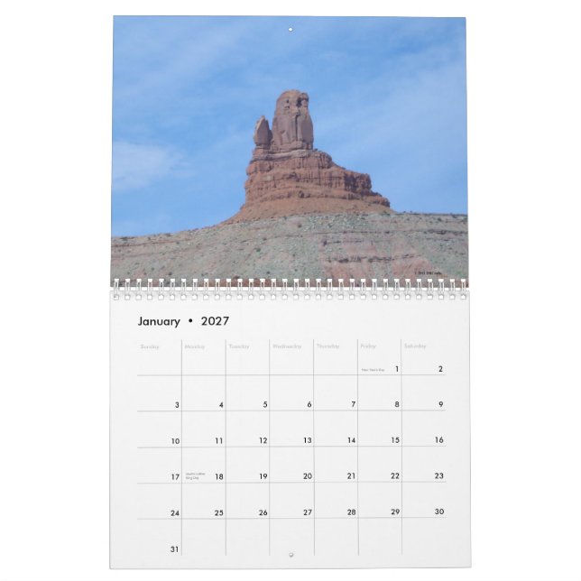 Monumentdal kalender för 12 månad (Jan 2027)