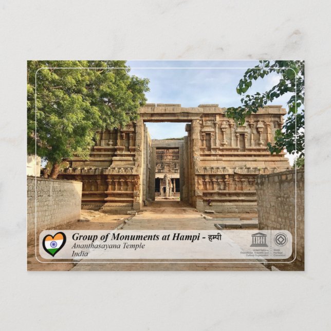 Monumentgrupp i Hampi - Ananthasayana Temple Vykort (Framsida)
