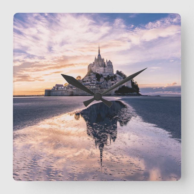 Monuments | Mont Saint-Michel, Normandy France Fyrkantig Klocka (Framsida)