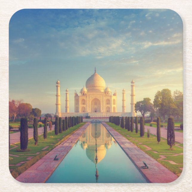 Monuments | Taj Mahal Colors Underlägg Papper Kvadrat (Framsidan)