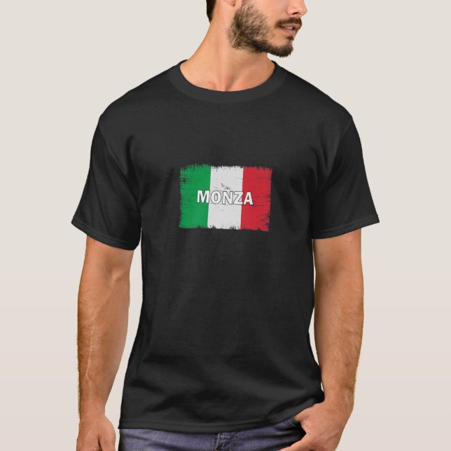 Monza - Italien - stad med italiensk Flagga T Shirt (Framsida)